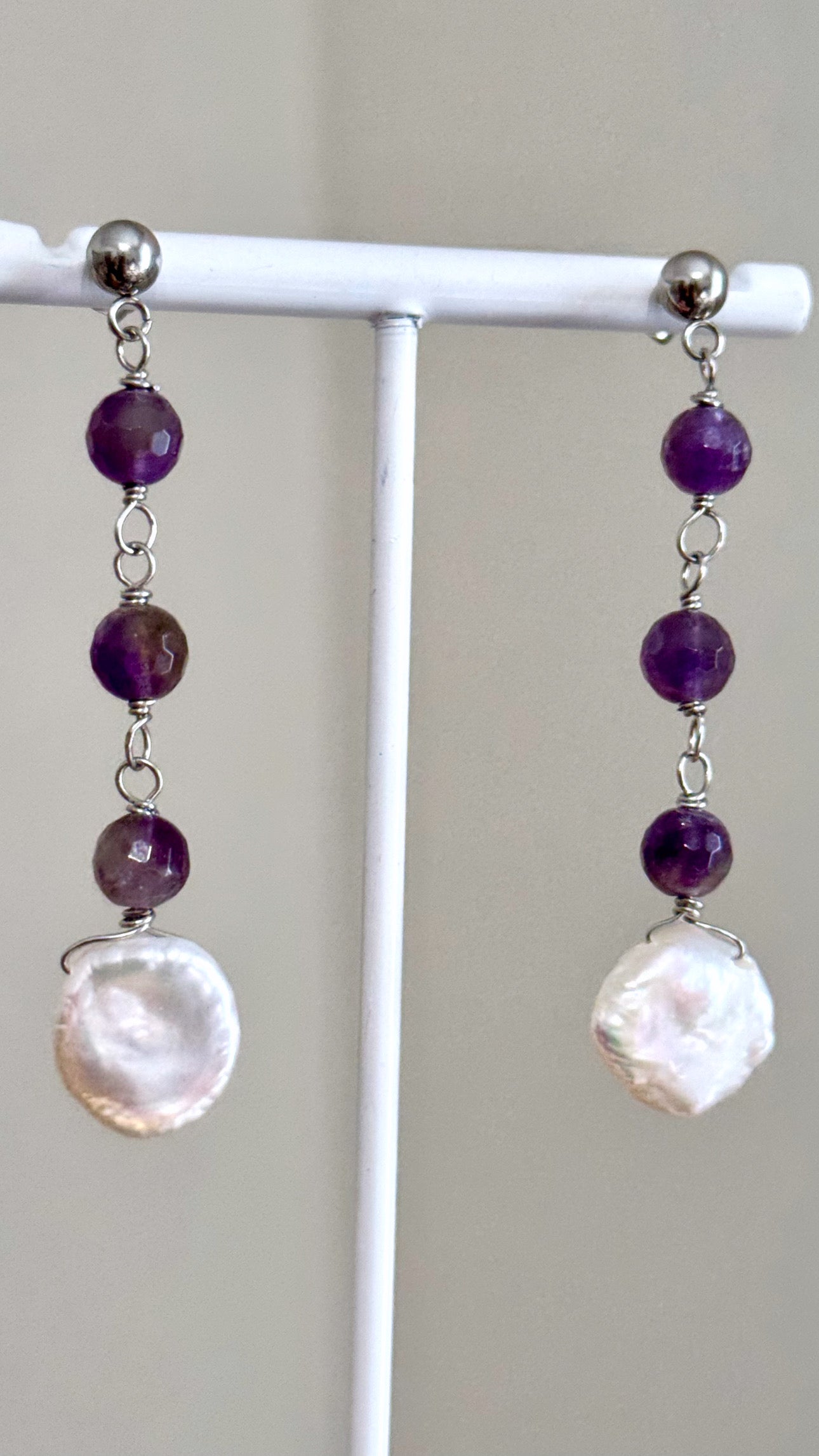 Amethyst & Pearl Earrings