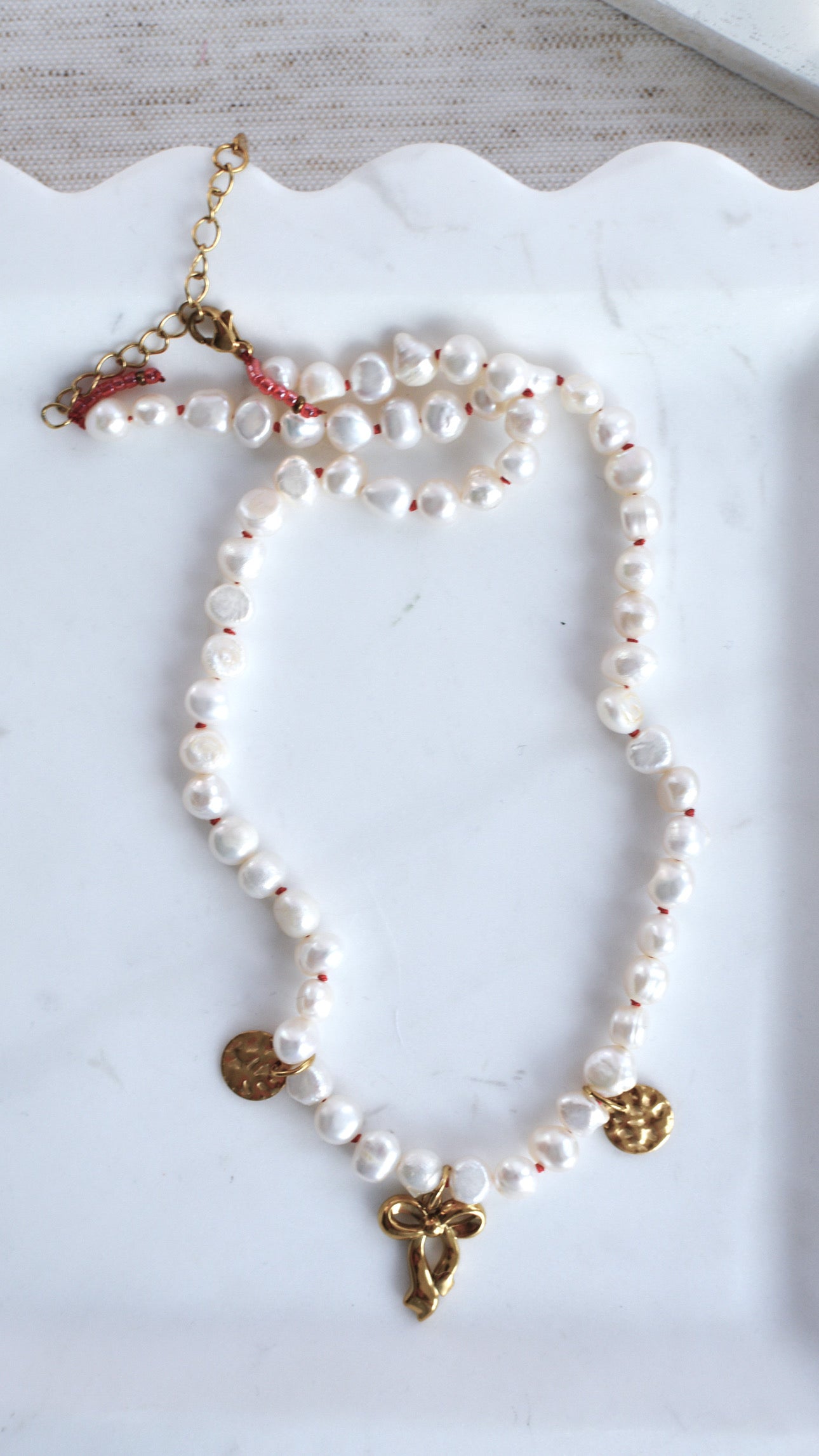 Knotted Pearl Necklace