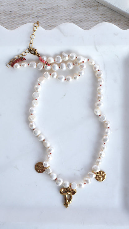 Knotted Pearl Necklace