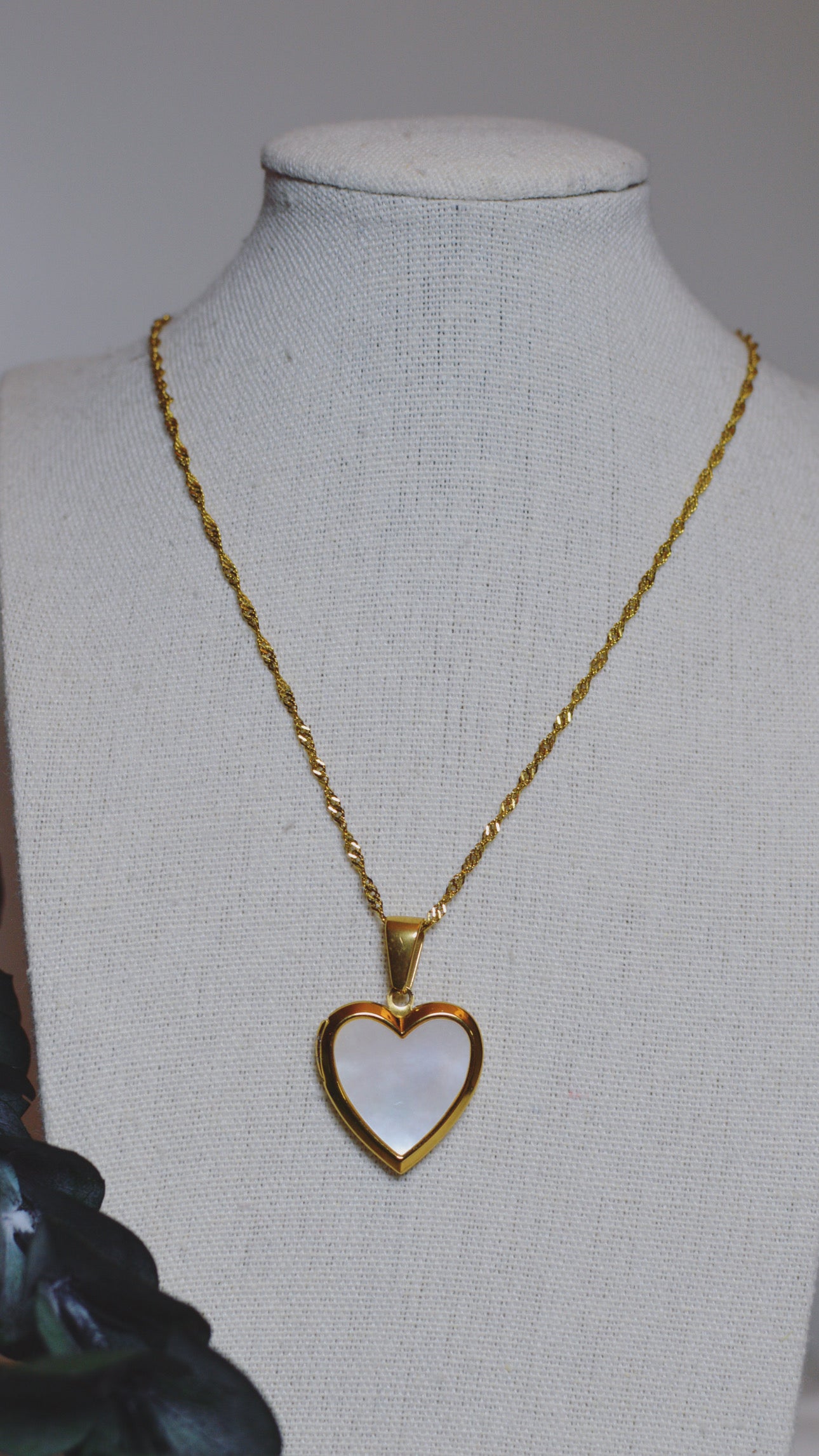 Mother of Pearl Heart Locket Necklace