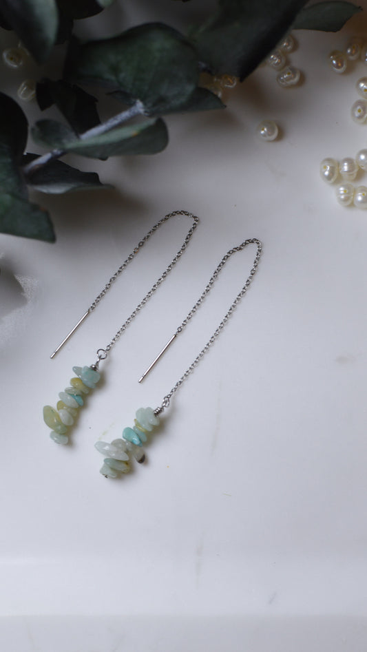 Threader Amazonite Earrings