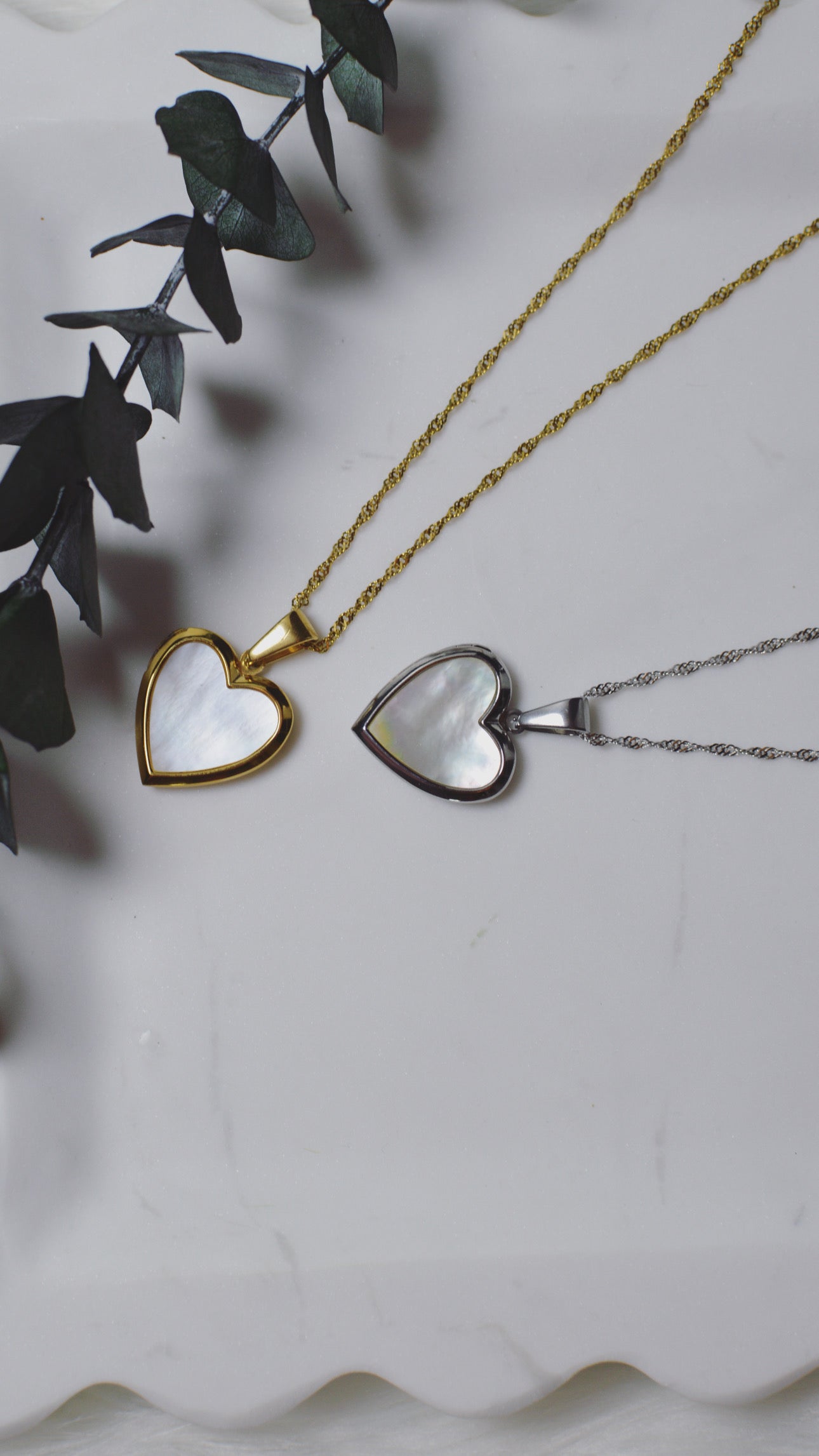 Mother of Pearl Heart Locket Necklace