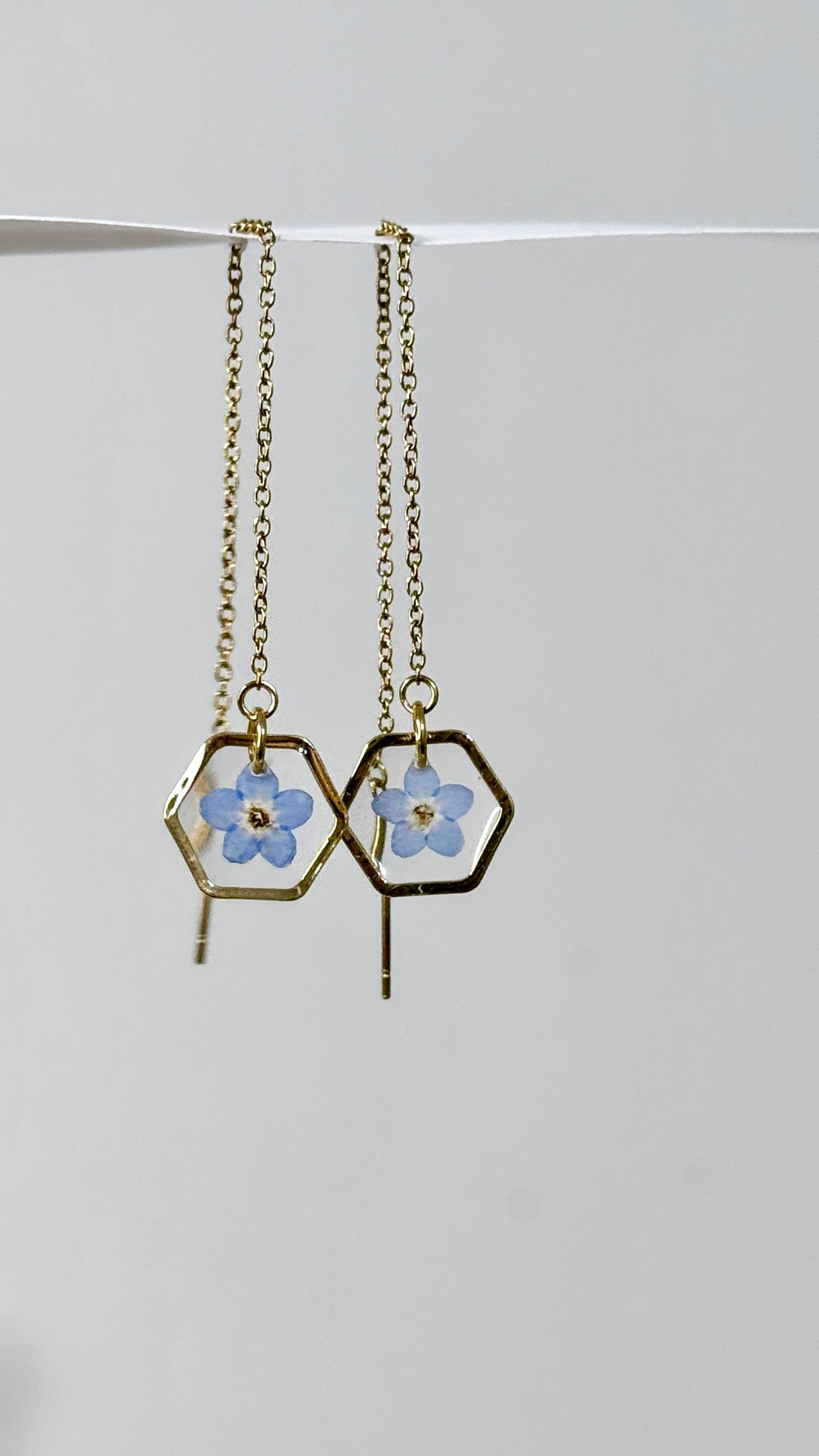 Forget me Not Threader Earrings