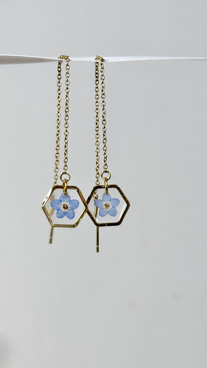 Forget me Not Threader Earrings