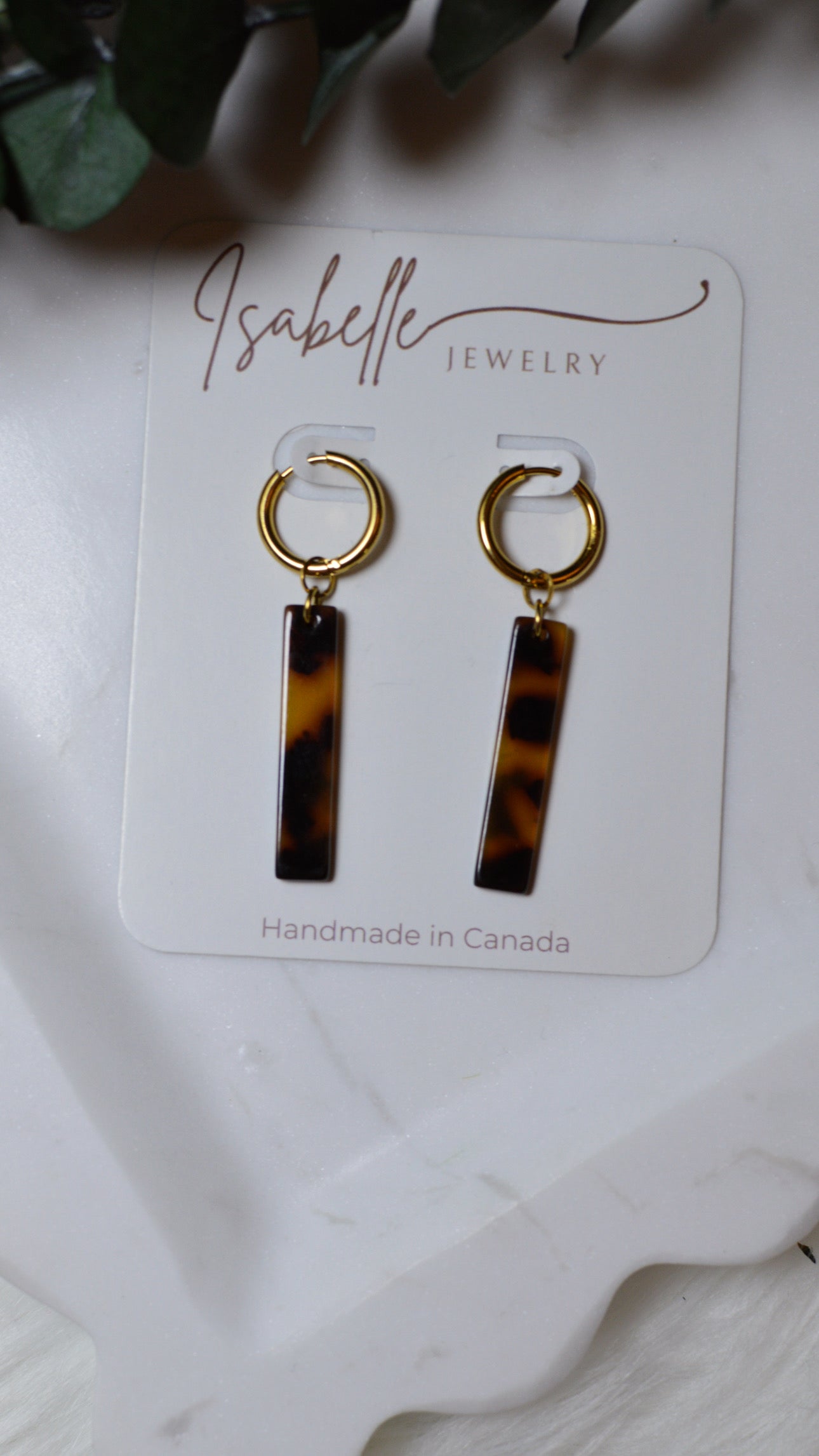 Tortoise Acetate Bar Earrings