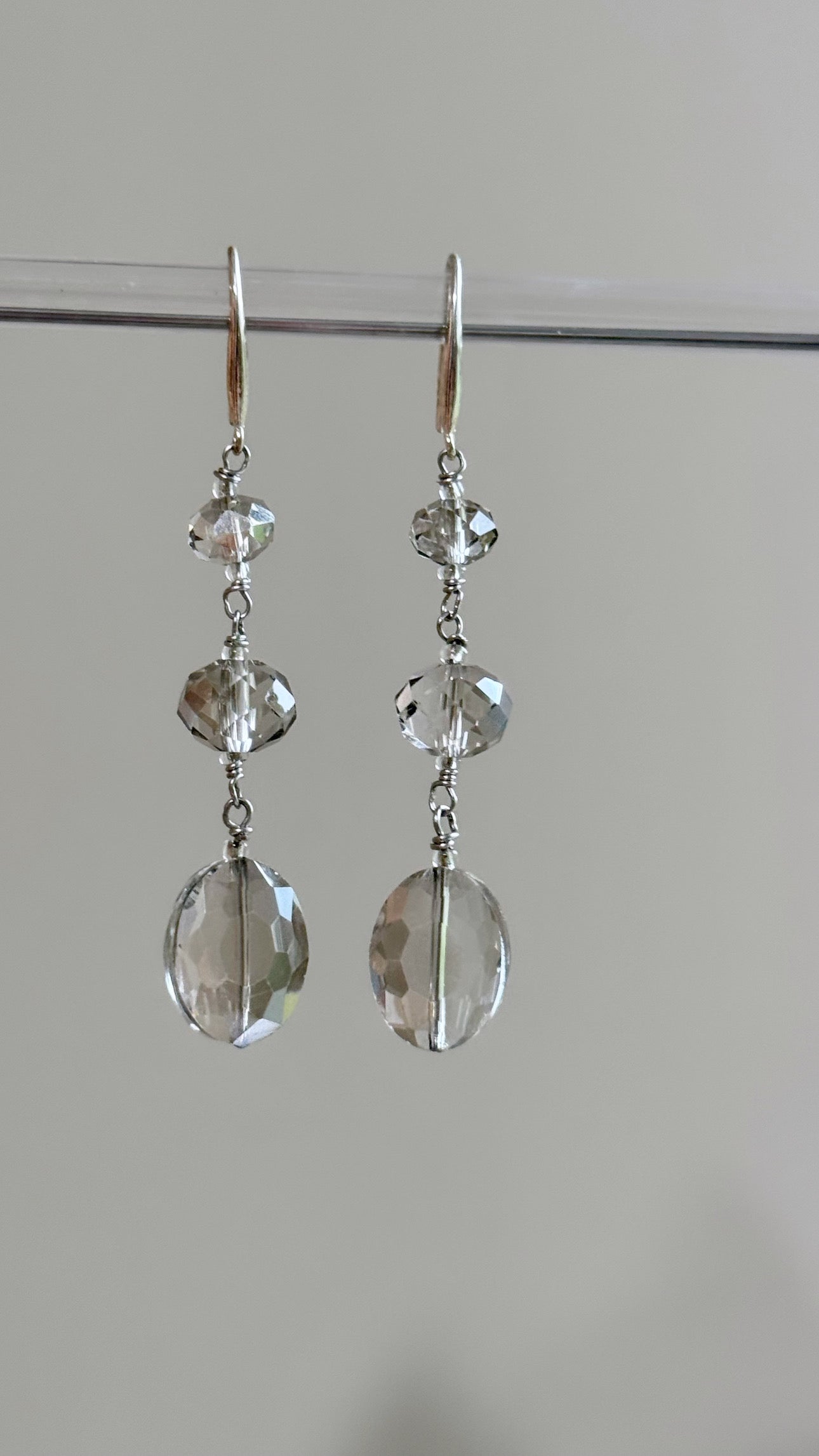 Grey Ice Faceted Crystal Earrings
