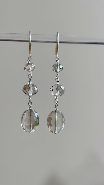 Grey Ice Faceted Crystal Earrings