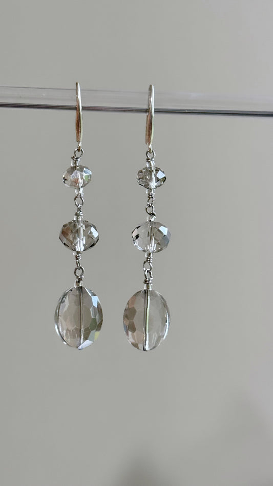 Grey Ice Faceted Crystal Earrings