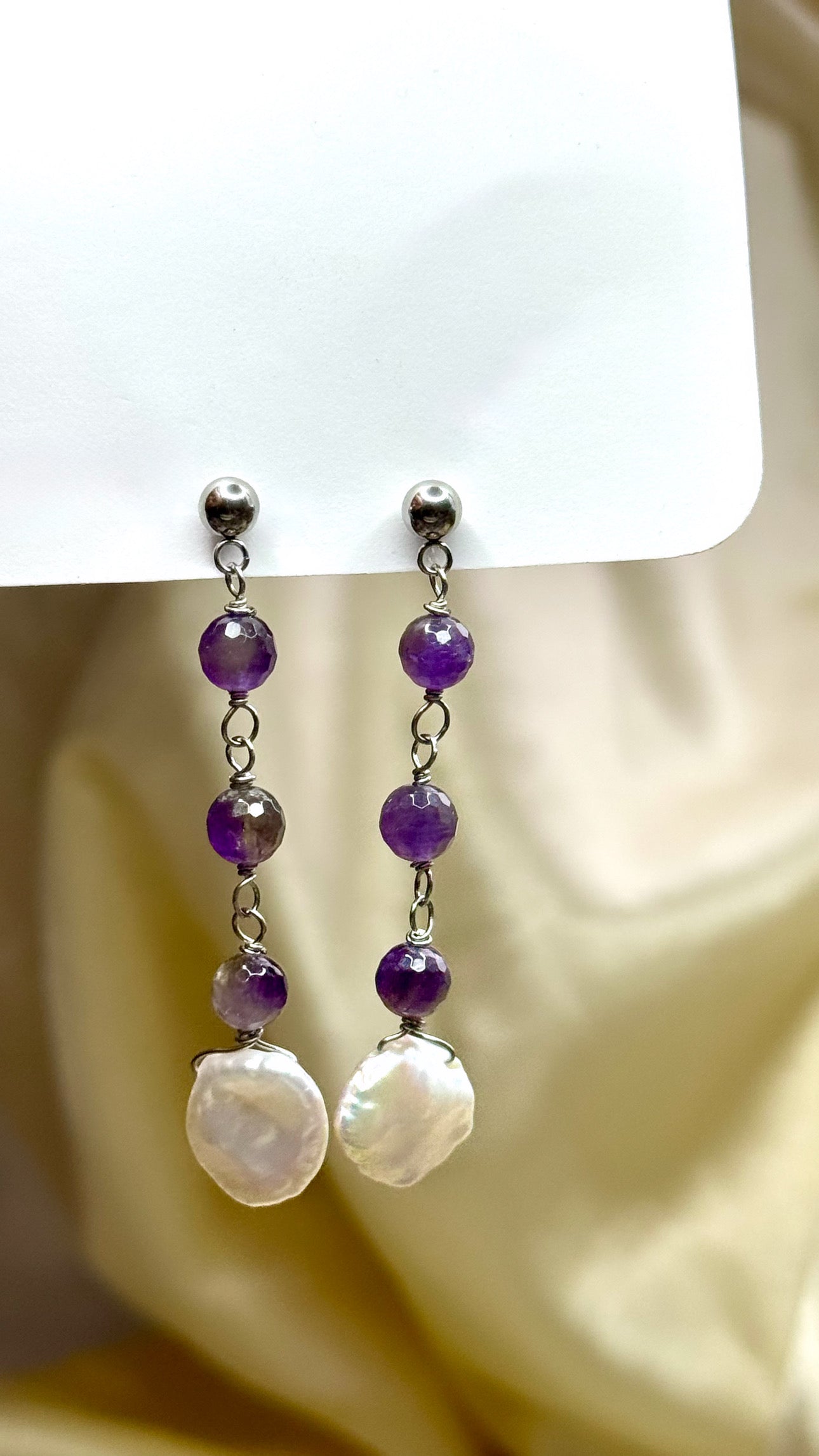 Amethyst & Pearl Earrings