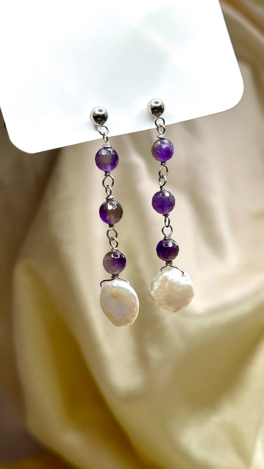 Amethyst & Pearl Earrings