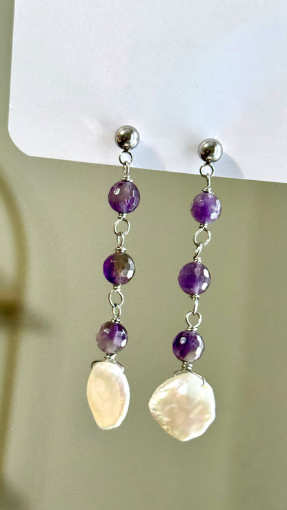 Amethyst & Pearl Earrings