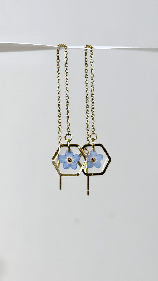 Forget me Not Threader Earrings