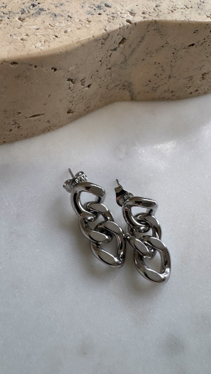 Cuban chain Earrings (Silver)