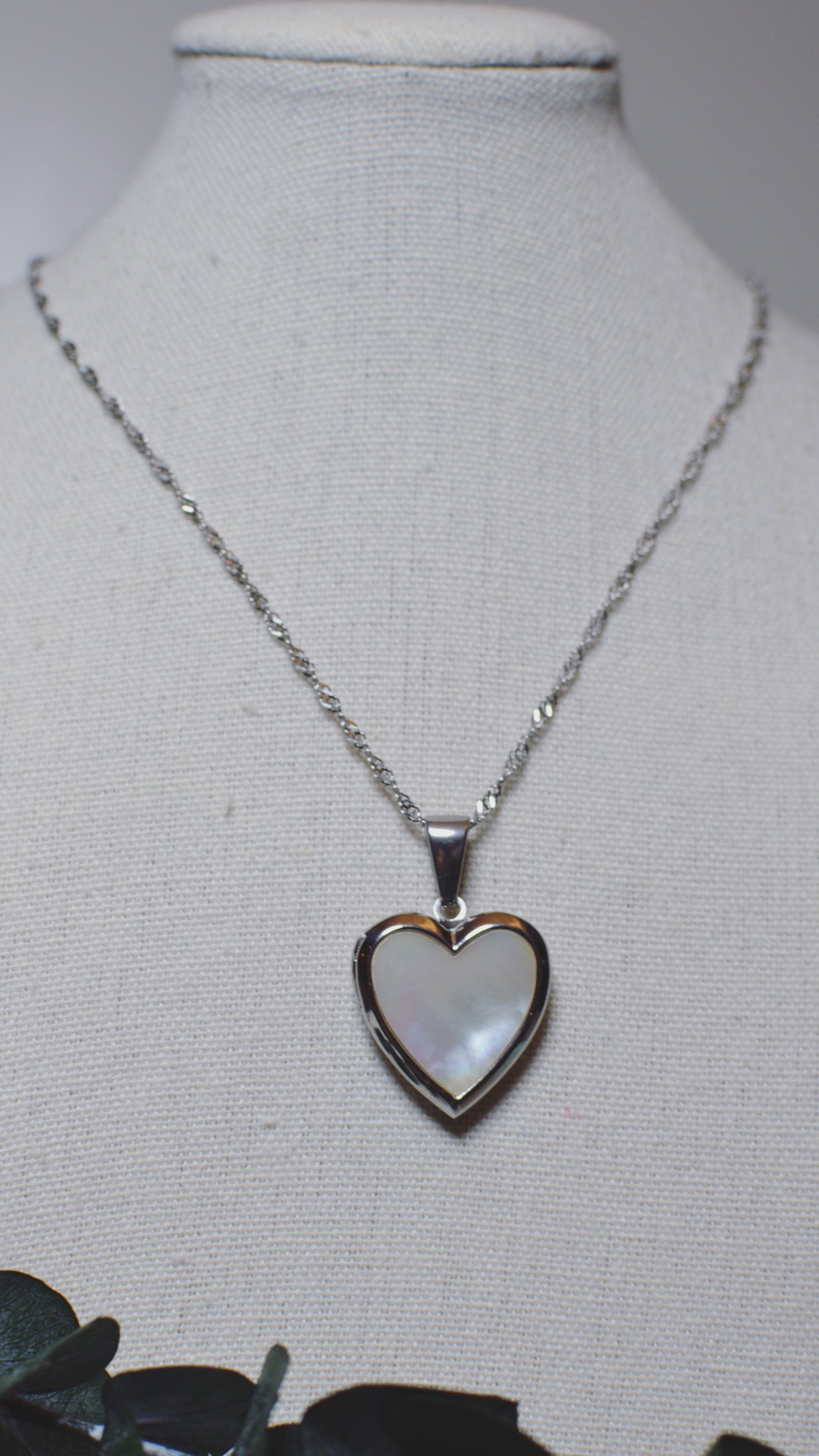 Mother of Pearl Heart Locket Necklace