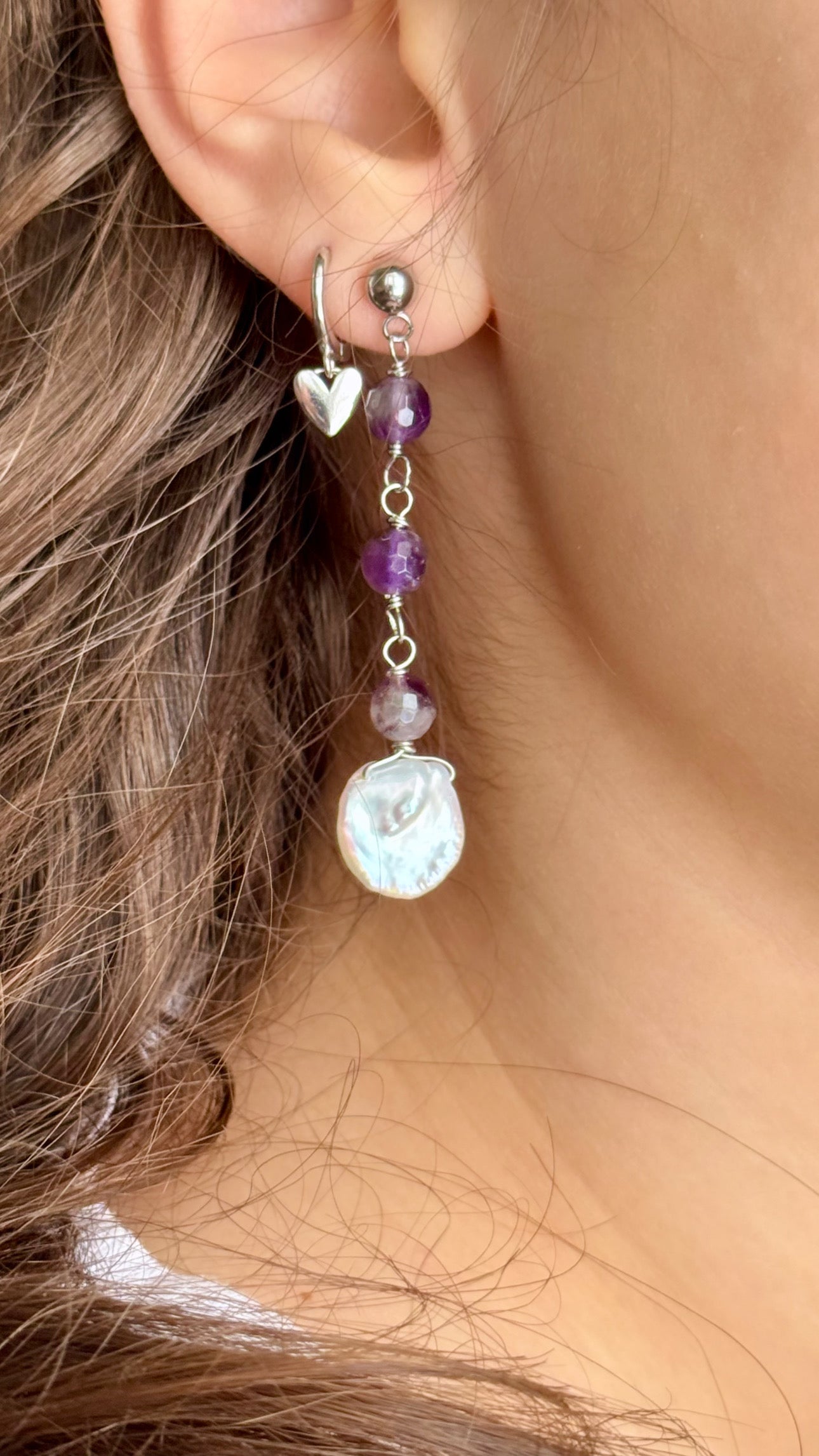 Amethyst & Pearl Earrings