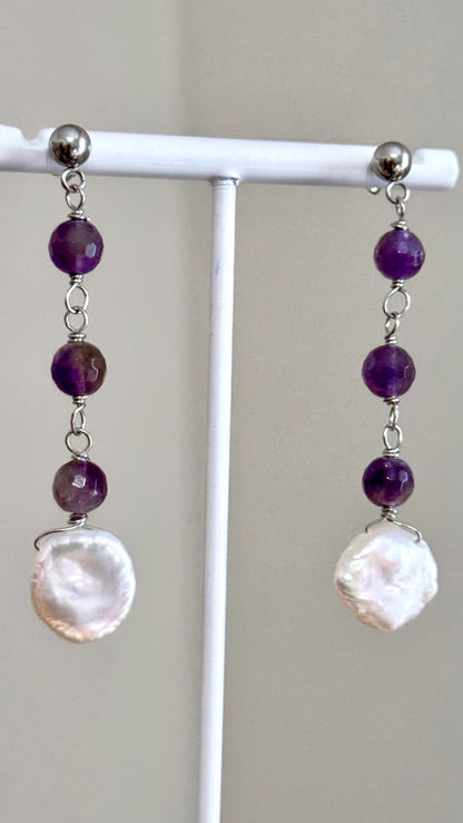 Amethyst & Pearl Earrings