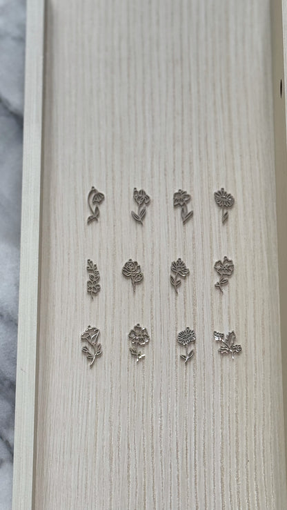 Birth Flower Necklace - Silver