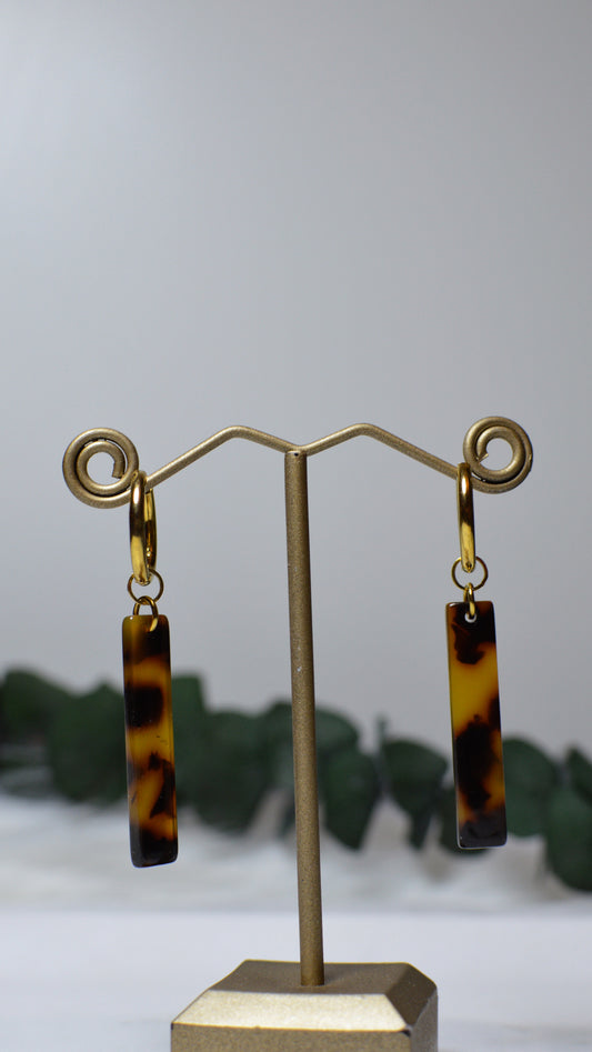 Tortoise Acetate Bar Earrings