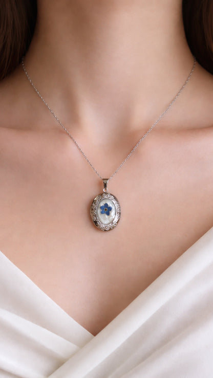 Real Flower Locket Necklace