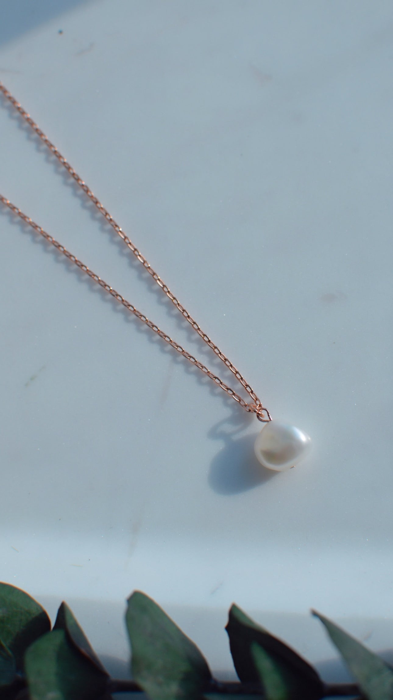 Rose Gold Pearl Necklace