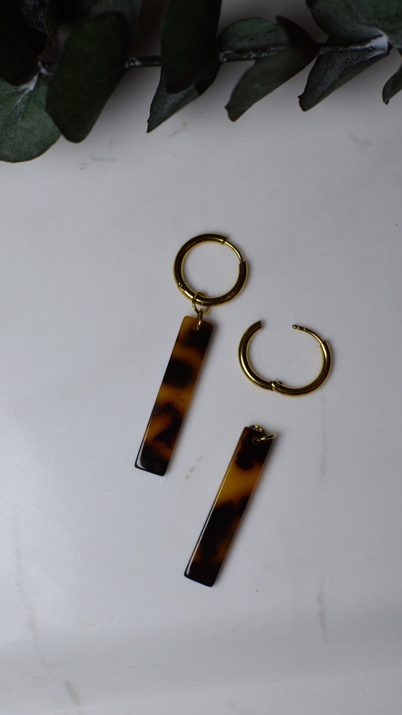 Tortoise Acetate Bar Earrings