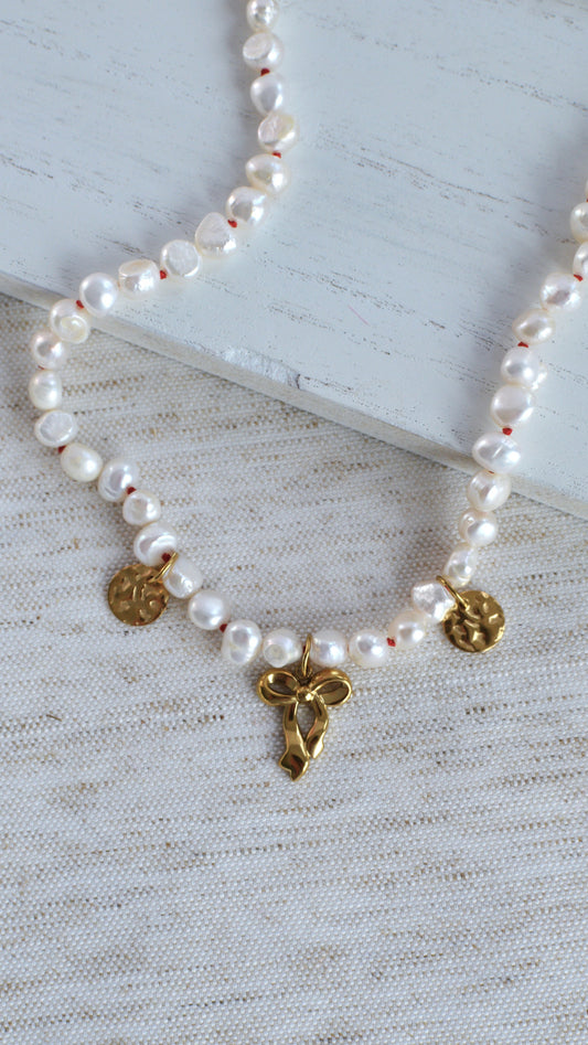 Knotted Pearl Necklace