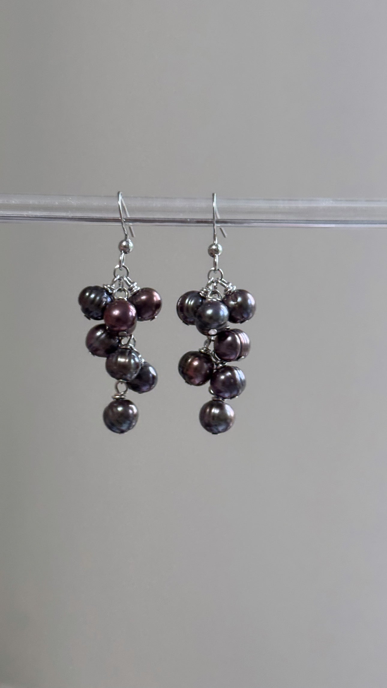 Black Pearls Cluster Earrings
