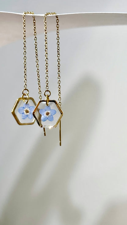 Forget me Not Threader Earrings