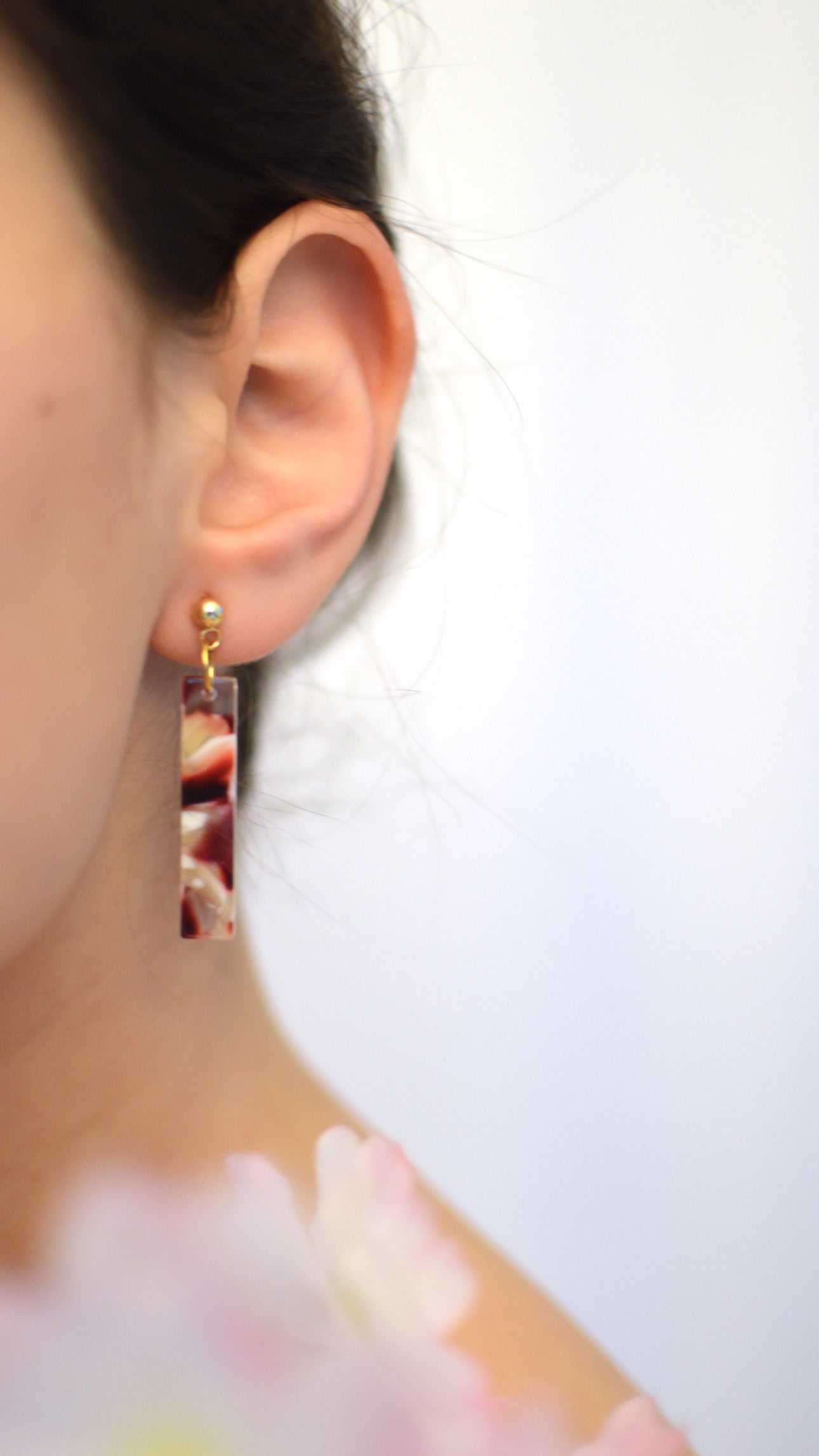 Rose Acetate Bar Earrings