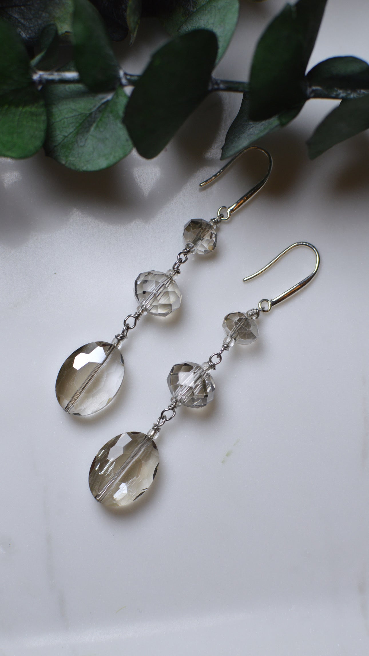 Grey Ice Faceted Crystal Earrings