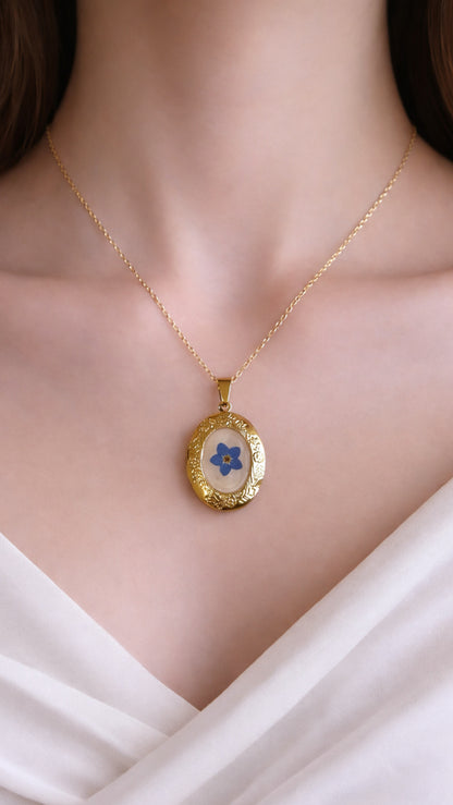 Real Flower Locket Necklace
